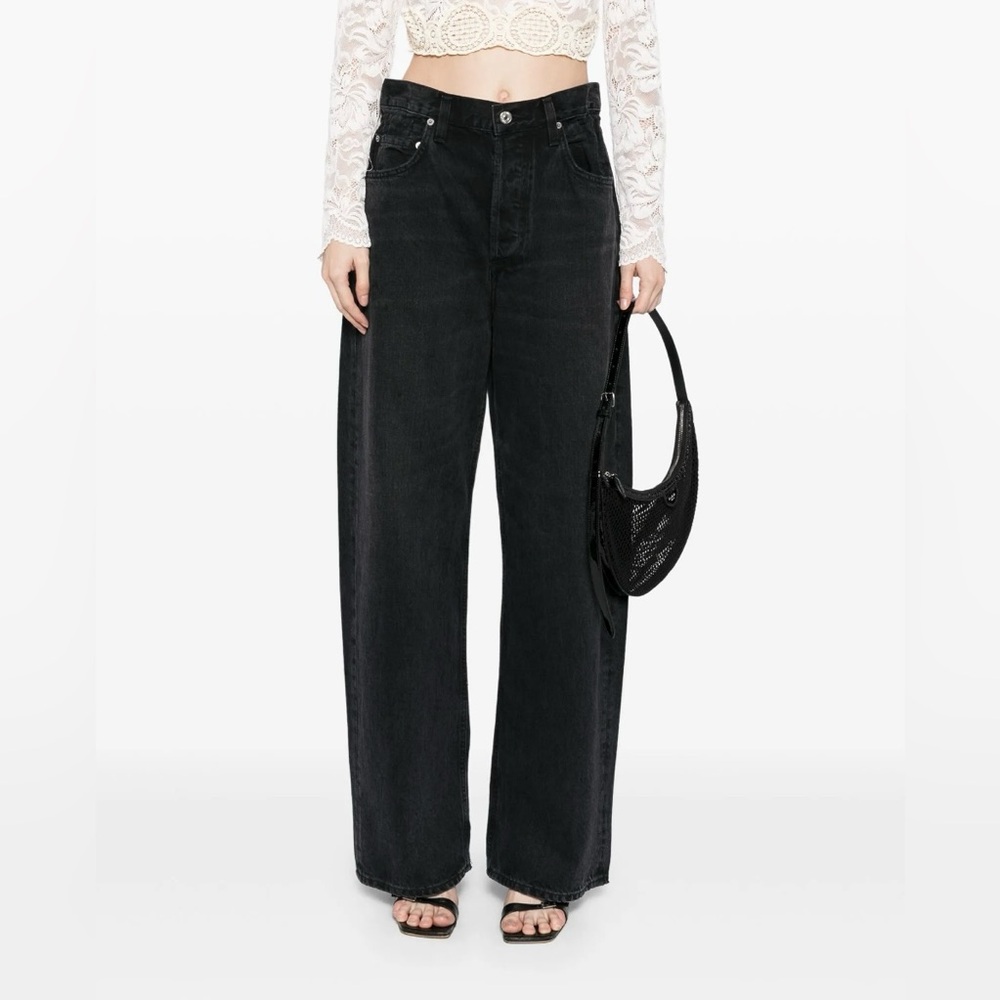 Citizens of Humanity Gwendoline Scrunch Straight Leg Jeans in Anthrocite Black